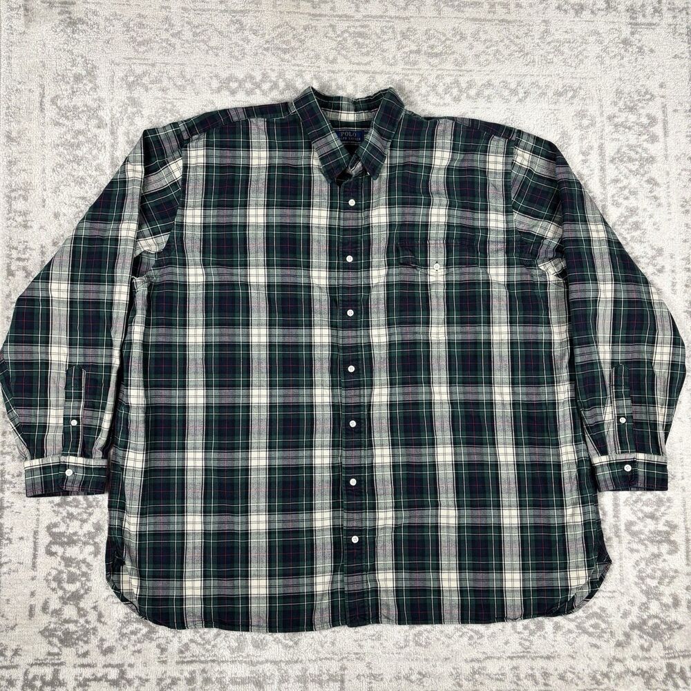 Polo Ralph Lauren Long Sleeve Classic Flannel Shirt Plaid Mens Size 4XB